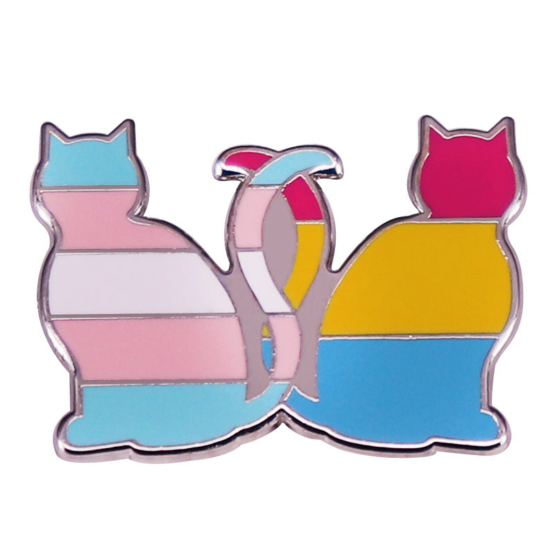 Transgender and Pansexual Cat Pin