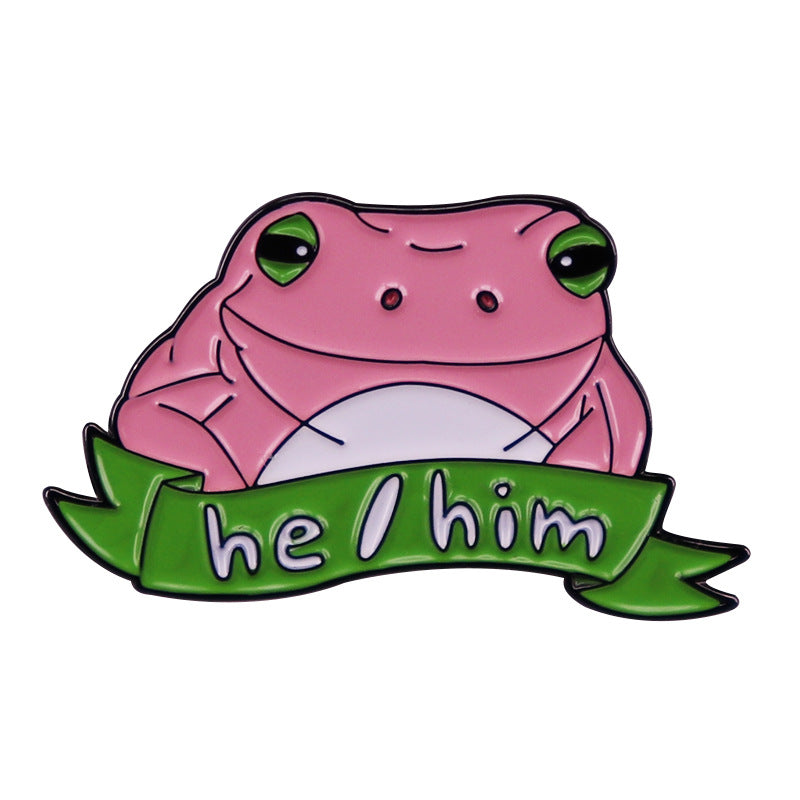 He/Him Frog Pin